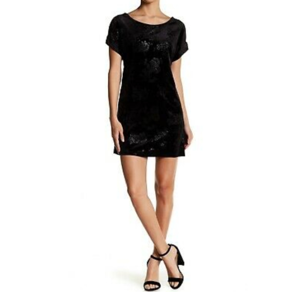 The Vanity Room Velvet Cuffed Cuffed Sleeve Dress